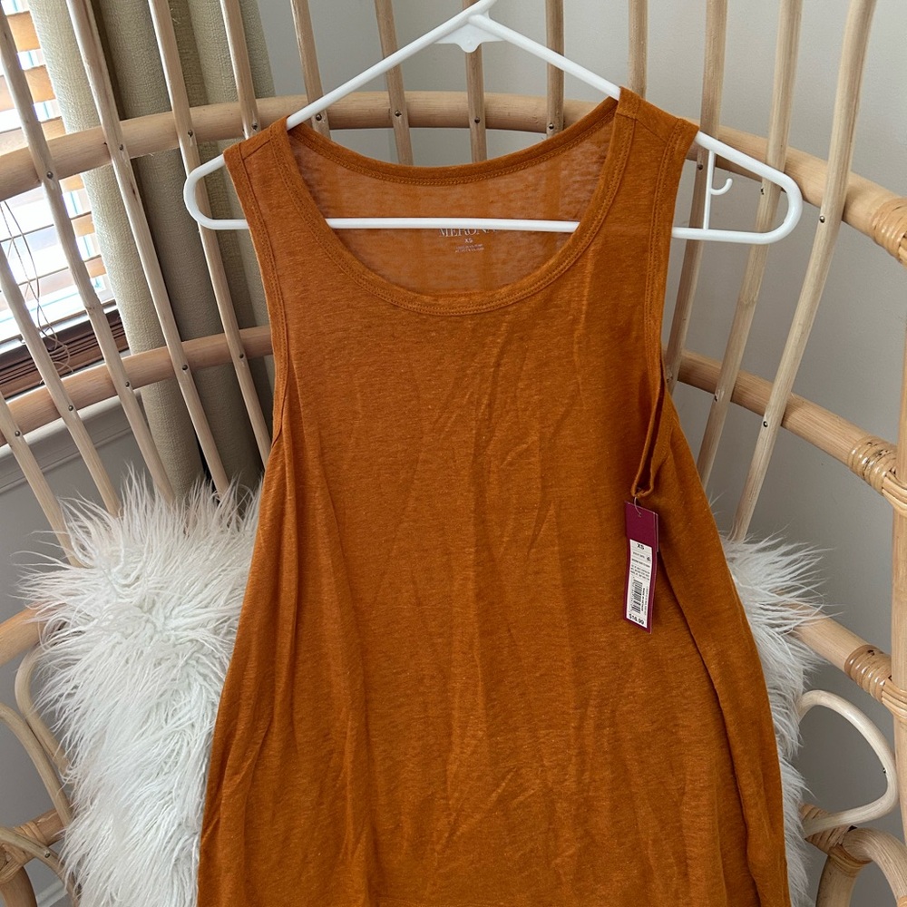 NWT XS Merona linen tank in sedona rust